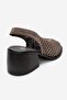 Monvera Mink Suede Genuine Leather Closed Front Laser Cut Thick Heeled Women's Sandals - 5