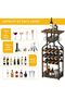 Rustic Freestanding Metal Wine Rack Table – Multi-Functional Bottle & Glass Holder Stand with Wood Countertop, Storage Shelves – Perfect for Home, Kitchen, Dining, Living Room – Compact Design - 4