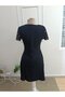 Women's Short Sleeve Round Neck Lace Sleeve Short Viscose Dress - 7