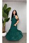 Women's Strappy Round Neck Long Viscose Two-Thread Dress with Chiffon Detail at the Hem - 2