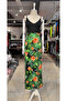 Women's Strap V-Neck Skirt Digital Printed Floral Pattern Slit Micro Fabric Dress - 5