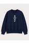 Beautiful Text Print Detailed Embroidered 2 Thread Crew Neck Sweatshirt