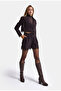 Women's Plum Striped W6-52 Midi Length Pleated Lace Detailed Design Shorts - 3