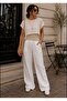 Women's Crop Casual Short Sleeve Summer Set with Necklace