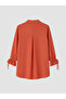 Ozmarka New Season Brown Poplin Women's Shirt with Tie at the Sleeve Cuff - 6