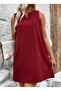 Women's Strappy V-Neck Wide Cut Detailed Short Janjan Crepe Dress