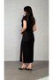 Women's Short Sleeve Collar Side Slit Viscose Two Thread Dress
