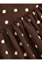 Brown Women's Polka Dot Boat Neck Ruffle Hem Blouse - 3