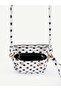 White Polka Dot Shk306 Adjustable, Knot Detail Strap, Mini, Women's Hand, Arm and Shoulder Bag - 6