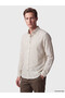 Vizyon New Season Beige Regular Fit Striped Men's Shirt
