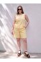 Yellow Plus Size Women's Shorts with Elastic Waist