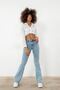 Denny Spanish Flare Jeans Ice Snow Flare Lycra Jeans High Waist Denim Pants