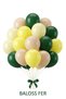 Jungle Safari Themed 20-Piece Dark Green Macaron Yellow Pastel Yellow Sea Sand Pulseless Balloon Set 1 Year Old Birthday Decoration