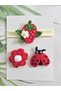 Handmade Strawberry Patterned Newborn Baby Bandana and Buckle Set Cotton String 3-Piece Baby Hair Accessory 3-Piece Special Set (1 Bandana + 2 Baby Buckles) - 3