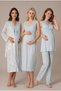 Women's Blue Floral Lace Maternity Nightgown Pajama Set with Nursing Detail and Lingerie Dress