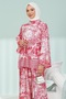 Red Patterned Tunic Trouser Suit - 2