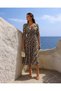 Desen1 V-Neck Waist Gipe Detailed Midi Length Dress 581412
