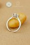 Steel Ring - Adjustable Steel Large White Zircon Solitaire Ring, Non-Tarnish, Non-Fade - 4