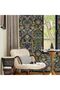Vintage Floral Peel and Stick Wallpaper, Botanical Boho Contact Paper, Dark Green Morris Flower Self Adhesive Removable for Bedroom Bathroom Wall Decor, 17.3in*118in - 4