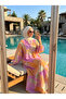 Women's Patch Patterned Layered Hijab Dress – Bohemian Long Dress (Unlined) - 3