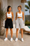 Double Black Gray Shorts Women's Economical 2-Piece Set High Waist Comfortable Shorts with Pockets