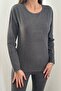 Women's Anthracite Bottom - Top Set Double-Sided Thermal Long Sleeve Round Neck Slim Fit Set - 4