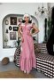 Women's Red Midi Dress with Plaid Pattern, Lace Collar, Ruffle Sleeves and Flounces - 6