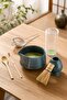 8 Piece Ceramic Bamboo Matcha Tea Set Whisk Bowl Sifter Home Tea Ceremony Gift Blue
