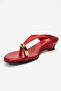 Alizee Red Satin Women's Mini Wedge Heeled Slippers with Toe Buckle - 6