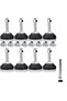 8 Pcs M8 Threaded Adjustable Furniture Leveling Legs, Galvanized Steel Levelers with Non-Slip Rubber Base for Table