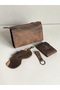 100% Genuine Crazy Cowhide Leather (Handbag, Wallet, Glasses Case, Keychain) Set Stylish and Minimalist - 2