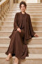 Sequined Hijab Dress A9273-Sn Taba - 2
