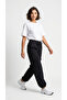 Women's Black Oversize Parachute Fabric Slim Trousers with Cargo Pockets, Comfortable Fit Baggy with Adjustable Leg Clips