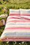 Milbay Group Blue Cream Navy Blue Striped Double Duvet Cover Set Layered Stripe Patterned Quilt Cover - 4