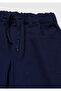 Boys' Navy Blue Drawstring Waist Drawstring Pocketed Logo Embroidered Bermuda Shorts - 3