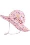 Baby Girl UPF 50+ UV Sun Hat - Toddler Summer Cotton Beach Hat with Adjustable Chin Strap (Pink Floral, 52cm)