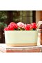 Rectangular plastic flower pot, vegetable planter, balcony pot, minimalist style, for bedrooms, balconies, and living rooms (green, style A) 40 x... - 3