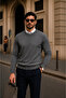 Men's Casual Crew Neck Anthracite Sweater - 4
