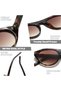 Oval Cat-Eye Sunglasses Fashion Small Round Retro Glasses for Women UV Protection Travel Driving Everyday Black Frame Brown Lenses - 4