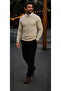 Men's Basic Winter Long Cream Sweater - 2