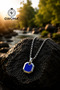 Men's Steel Necklace - Premium Quadrilateral Design with Lapis Stone Stainless Steel • Gift for Lover • Gift for Spouse Necklace - 2