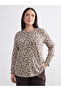 Plus Size Crew Neck Patterned Blouse - 3