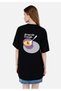 Comfort Fit Round Neck Printed Women's Black Pocketless Short Sleeve T-Shirt - 2