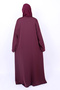 Elegant Plum Maroon Embroidered Front-Open Abaya with Wave Hand-Stitched Beadwork - 4