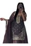 Dark Purple Fendy Silk Embroidered Sharara Suit - HRT8188 | Dark Purple-Size:2XL-44-Inches