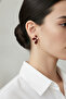 Women's Red Petal Design Pearl Detailed Stylish Bijouterie Earrings - 2