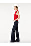 Cotton Belted Spanish Flare Slim Fit Denim Trousers - Flare Jeans - 2