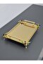 Figured, Metal Handle, Stainless Steel Rectangular Tray Luxury Presentation Tray Light Gold