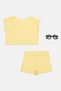 Kids Girl 3 Pcs Embroidered T-Shirt And Shorts With Sunglasses Set, Yellow - 2