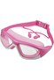 Children's swimming goggles with silicone shoulder straps and waterproof design (rose red)